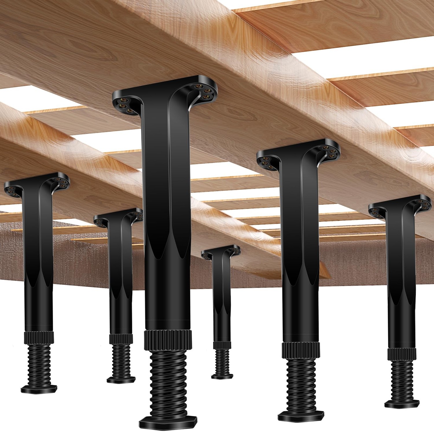 6 PCS Adjustable Height Bed Frame Support Legs - 7.8-14.6inch Bed Slats ...