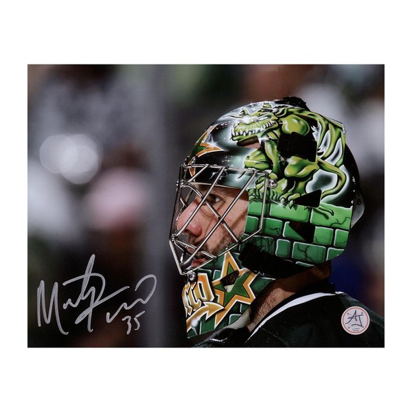 Marty Turco Autographed Dallas Hockey Mask Close-Up 8x10 Photo