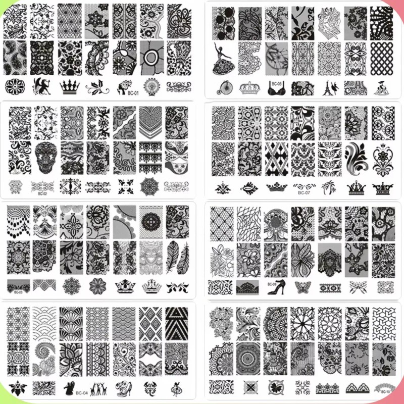 Dolores 10 Sellos Uñas Decoración:8 Placas Uñas,estampador,raspador