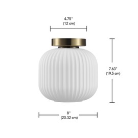 Globe Electric 66000079 1-Light Flush Mount Ceiling Light, Matte Brass, Frosted Ribbed Glass Shade, Ceiling Light Fixture, Home Improvement, Dining Light Fixture, Light Fixtures Ceiling Mount