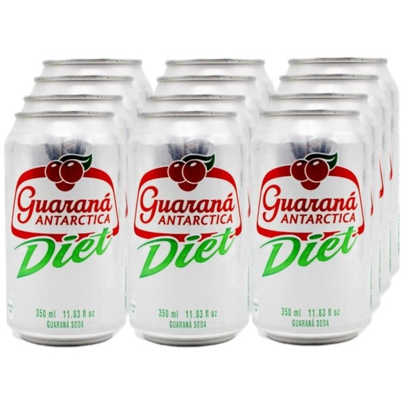 Guaraná Antarctica, The Brazilian Original Guaraná Soda, Diet, 11.83 fl oz (Pack of 12) - Packaging may vary