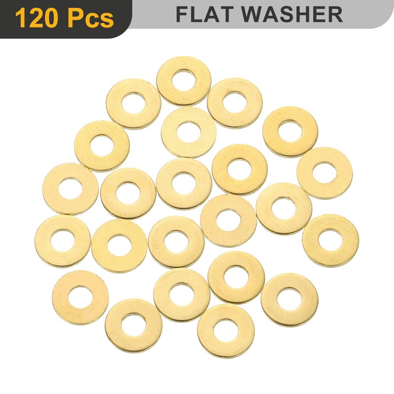 sourcing map M3 Flat Washer, 120 Pcs Brass Ring Flat