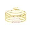 Hilufiet 4pcs Exquisite Gold Paperclip Beaded Bracelet Set Adjustable Stackable