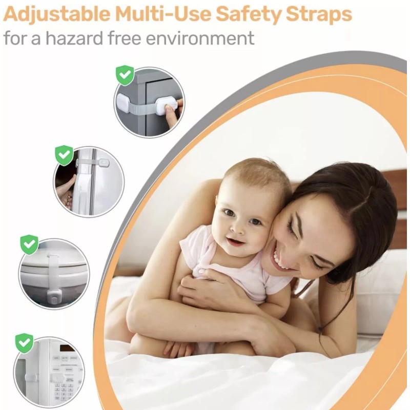 Baby Proof Me Child Safety Strap Locks 6 Pack Drawer
