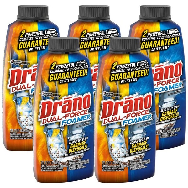 Drano Dual-force foamer clog remover, 17 fl Ounce (Pack of 5)