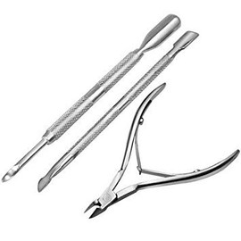 tinkertonk 3pcs Stainless Nail Cuticle Spoon Pusher Remover Cutter Nipper Clipper Set Kit