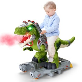 Dinosaur Ride On Toy Cars for Kids, Toddler Electric Ride On Toys with Music, Light & Smoke, Preschool Kids Scooter Foot-to-Floor Walker, Ride on Toy Indoor Outdoor