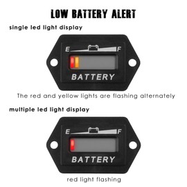 Taikemeti 12V/24V Battery Gauge, Battery Level Meter for Lead-Acid Batteries, Single and Multi-Screen Displays, Used in Lawn Mowers, Stackers, Scrubbers, Electric Bikes. (12/24V)