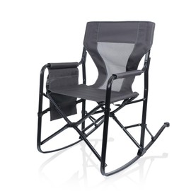 PICNIC TIME Woodland Rocking Camping Chair with Storage Caddy, Camp Chair for Adults, (Charcoal Gray)