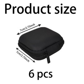 HoAhaMay 6 Piece Portable Headphone Bag, Mini EVA Organiser, Hard Case with Zipper and Internal Mesh Storage Bag for Bluetooth Headphones/Small Devices/Charging Cable/Keys (Black)