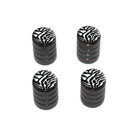 GRAPHICS & MORE Zebra Print - Tire Rim Wheel Valve Stem Caps - Black