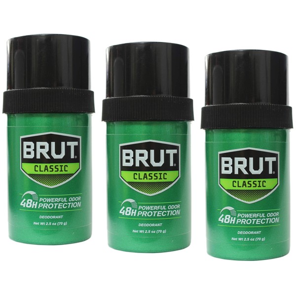 Brut Deodorant 2.25 Ounce Round Solid Classic (66ml) (3 Pack)