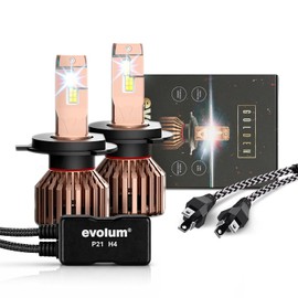 EVOLUM GOLDEN - Luces Led para Auto - 22,000 lumenes - Faros para Coche - Sistema CanBus - Resistencia al Agua - Haz de Luz Perfecto - Cuerpo de Aluminio de Alta Calidad - Luz Blanca (H4)