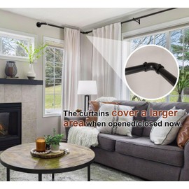 Curtain Rods for Windows 120 to 170, Heavy Duty Industrial Curtain Rods, Black Blackout Curtains Rod, Wrap Around Outdoor curtains rods for patio, 1 Inch Adjustable Drapery Pole 144-170"