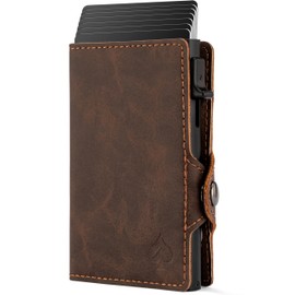 CARD Nine Clip Wallet with RFID Protection - Cash Clip Wallet - Slim Wallet with Money Clip - Card Case for Men and Women - Wallet for Cards & Notes - Wallet, dark brown, Modern