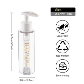 Hokretme Travel Bottles for Toiletries 4 Pcs 100ml Plastic Pump Bottle Dispenser TSA Approved Refillable Shampoo and Conditioner Empty Travel Size for Cosmetic, Lotion, Liquid Soap (Clear)