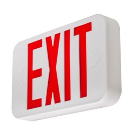 LFI Lights | Red Exit Sign | All LED | White Thermoplastic Housing | Hardwired with Battery Backup | Optional Double Face and Knock Out Arrows Included | UL Listed | (1 Pack) | LEDJR-R