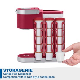 STORAGENIE K Cup Holders, Coffee Pod Holder for Kerig Kcup, Side Mount K Cup Storage, Coffee Pod Organizer, Perfect Counters Small Space (Red) (3)