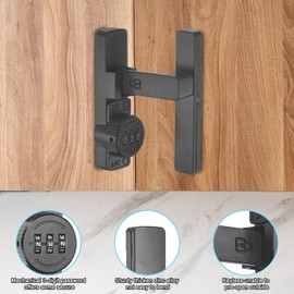 M METERXITY Barn Door Lock Latch, 90 Degree High-Security Zinc Alloy Flip Barn Door Locks and Gate Latches for Cabinet/Garden/Bathroom/Garage/Window, Sliding Mechanical Password Lock [Black]