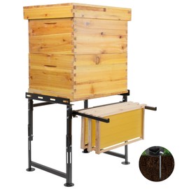 Neorexon Upgrade Metal Hive Stand w/Detachable Hive Frame Holder, Adjustable Height 15.5” - 21” & Width 15.5” - 25” Beehive Stand, Easy to Assemble Bee Stand for Beekeeping (Patent Pending)