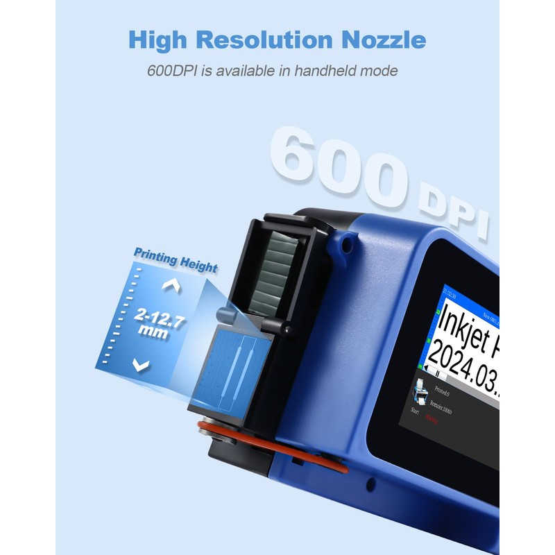 Compact Mini Handheld Inkjet Printer for All Surfaces with Black