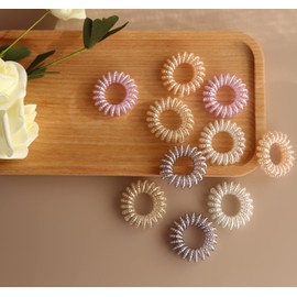 Spiral Hair Ties,Coils Hair Ties,Phone Cord Hair Bands,YOOZI No Damage Crease Plastic Ponytail Holder Hair Coil Headband for Woman/Girl,10 Pcs(Beaded Version Multicolor)