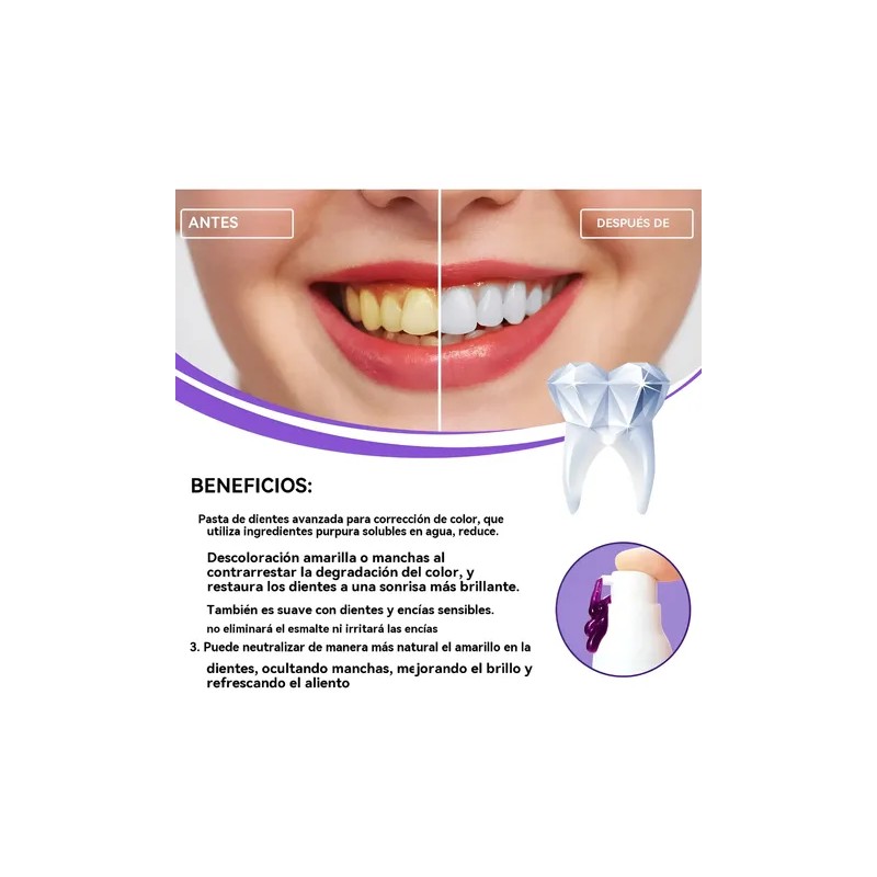 Pasta De Dientes Morada Para Blanquear Los Dientes 30ml