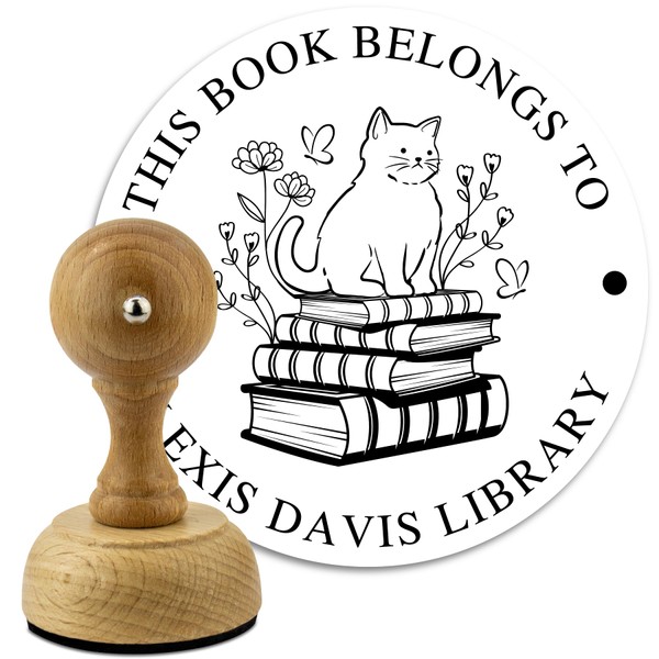 Custom Wood Library Hand Stamp - Style 052 - Great