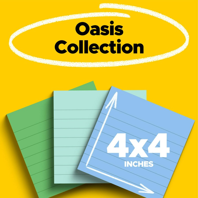 Post-it 100% Recycled Paper Super Sticky Notes, 2X The Sticking