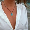 DOLIOX Turquoise Pendant Necklace,3mm Braided Leather Chain Boho Genuine Gemstones