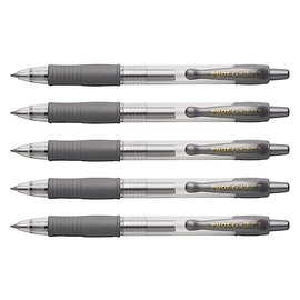 PILOT Pack of 5 G2 07 Metallic Silver Gel Ink Ballpoint Pens