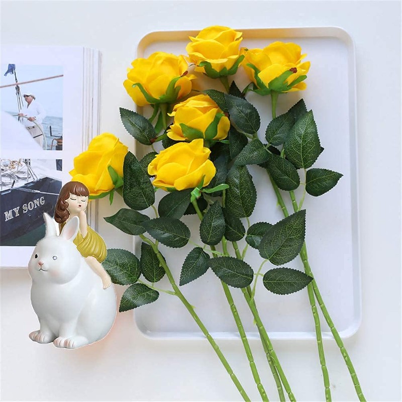 Hawesome 12PCS Artificial Silk Flowers Realistic Roses Bouquet Long Stem