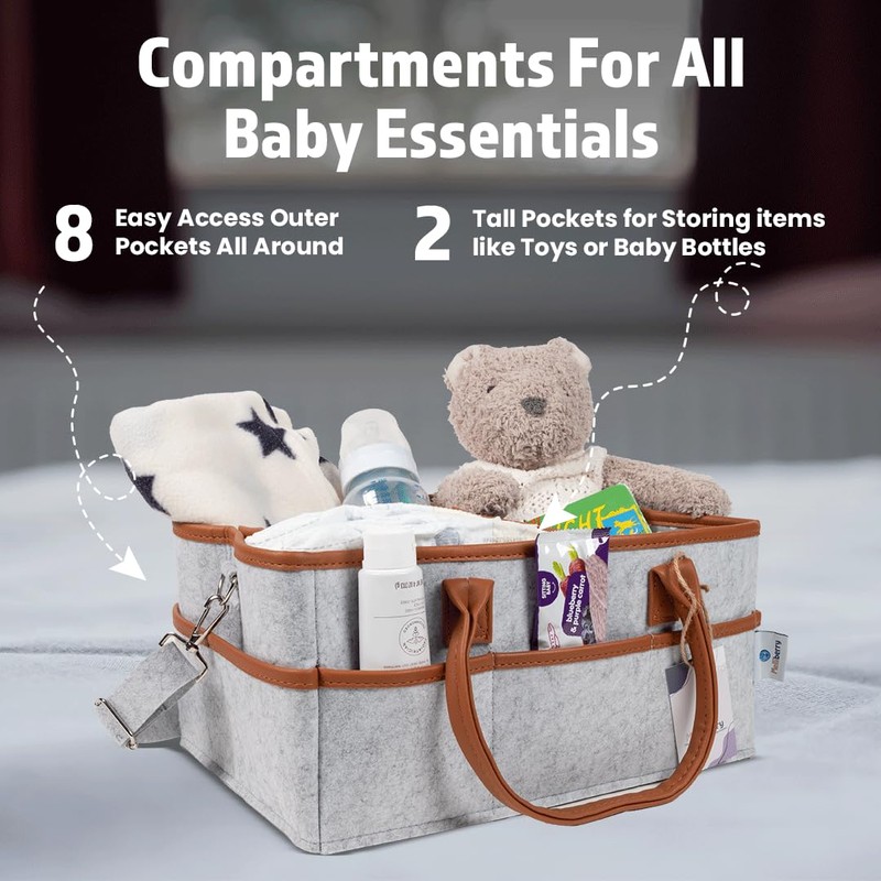 Melliberry Baby Diaper Caddy Changing Table Organizer - Baby Basket