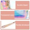 Clear Iridescent Holographic Makeup Bag, Thick PVC Small Clear Toiletry