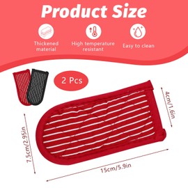 ASTIMESA Cast Iron Skillet Handle Covers, Non-Slip Cloth Hot Pan Handle Sleeve, Machine Washable Pot Holders Heat Resistant Potholders for Kitchen Cooking Baking (2, Black，red)