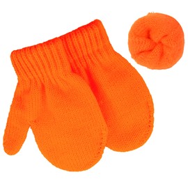 Toddler Mittens Thick Knit Kids Winter Gloves Warm Toddler Winter Gloves for Baby Girls Boys Magic Gloves Orange One Size(Fits 1-3 Years)