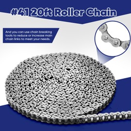 #41 20 ft Roller Chain for Gate Openers Carbon Steel Operator Chain Electric Automatic Sliding Gate Opener Garage Hanger Door Karts Bike
