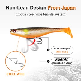 TRUSCEND Power Soft Fishing Lures Pre-Rigged BKK Hook, Japan Formula, Slow Sinking, Swimming, Jerking, Freshwater or Saltwater Swimmer for Pike Bass Trout Fishing Fishing Gifts for Men