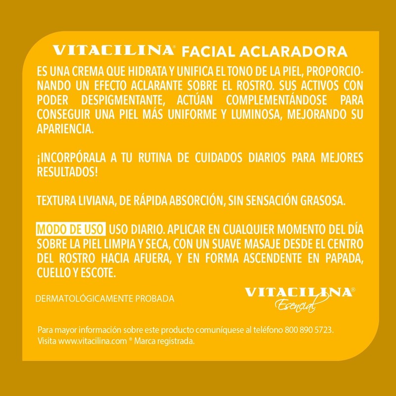 Vitacilina Crema Facial Aclaradora 100g