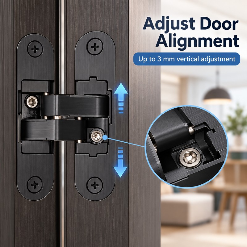 3D Adjustable Hidden Door Hinge for Solid Wood Doors –