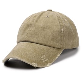 Lvaiz Distressed Baseball Cap Dad Hats for Women Men Vintage Washed Cotton Trucker Hat Adjustable Low Profile Ball Caps Khaki