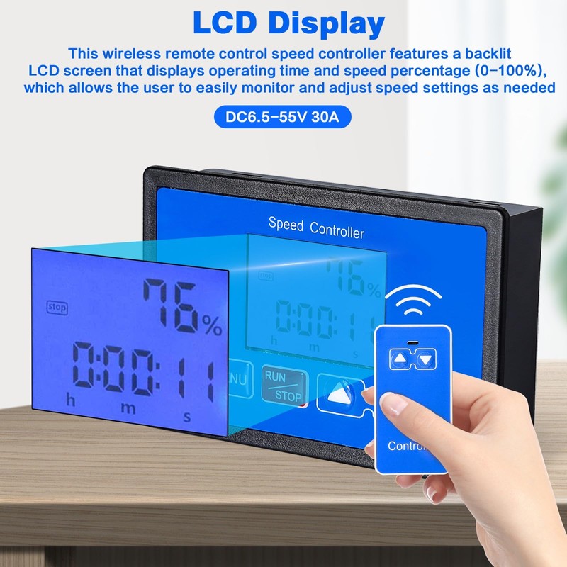 DEWIN DC Motor Speed Controller, 0-100% Adjustable Wireless Remote Control