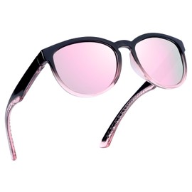 Myiaur Polarised Sunglasses UV Protection for Women, Trendy Design for Driving Sports, A2 Black Pink Frame Pink Lens