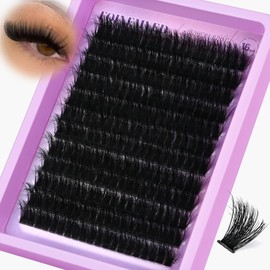 ONLY 16MM Lash Clusters 100D Individual Lashes 240Pcs Cluster Eyelash Extensions D Curl Single Length Lash Clusters Look Like Extensions DIY at Home