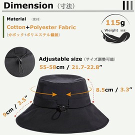 YAPJEB Bucket Hat, Safari Hat, Men's, Sun Protection Hat, UV Protection, UPF 50+, Fishing Hat, Lightweight, Stylish, Small Face, Breathable, Adjustable Drawstring, For Outdoor Activities, Mountain