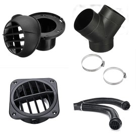 Moovul 75mm Warm Heater Duct Pipe，Diesel Parking Heater Set（ Air Outlet, Y-Type Elbow & Clamps）