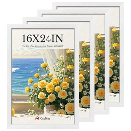 KissNow 16x24 Poster Frame 4 Pack, Textured White Solid Wood Picture Frame, Wall Hanging