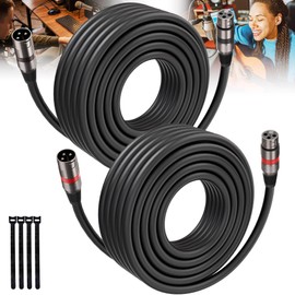 XLR Cables 50FT/16M 2 Packs, Premium Heavy Duty Balanced Microphone Cable with 3-Pin XLR Male to Female Microphone Cord Connector Compatible with Microphones,Mixer,Speaker Systems,Preamps and More