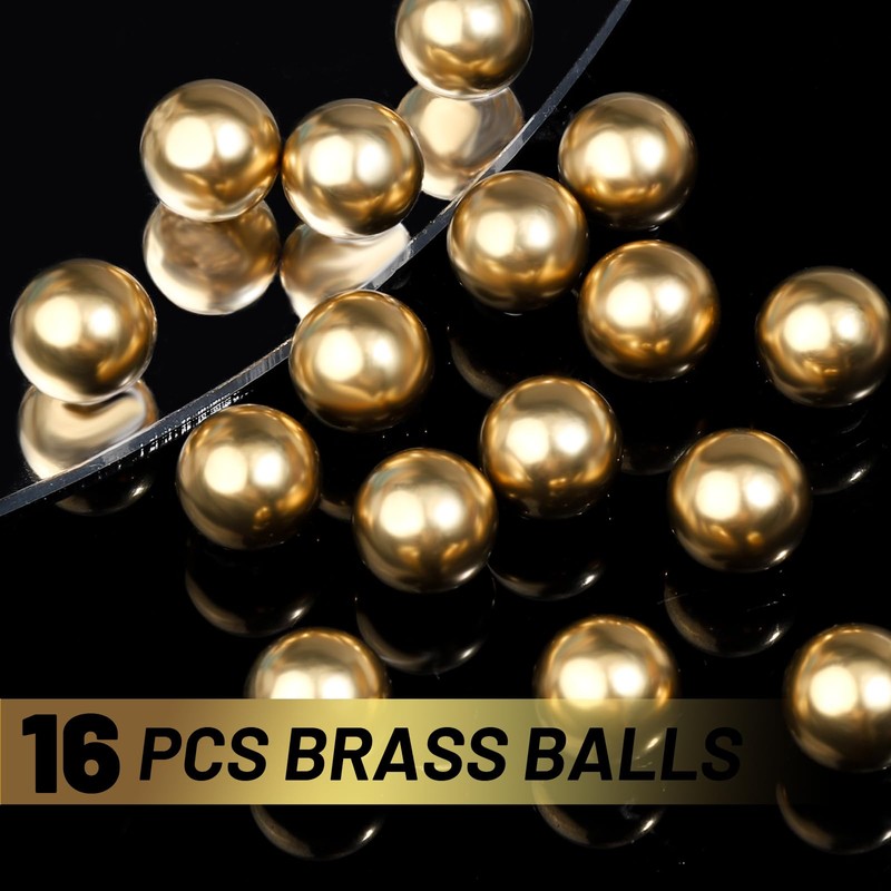 Gootaimi 16 pcs 3/8” Precision Solid Brass Bearing Balls, Brass