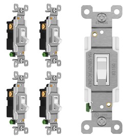 ENERLITES Toggle Light Switch, 3-Way or Single Pole, 15A 120-277V, Grounding Screw, Residential Grade, UL Listed, 83150-W-5PCS, White (5 Pack)
